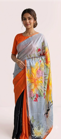 Handcrafted satin silk saree