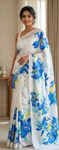 Hand-Painted Orchid Dream Pure Silk Saree