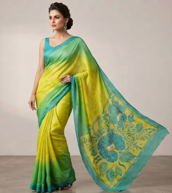 Radiant Sunshine Gradient Silk Saree