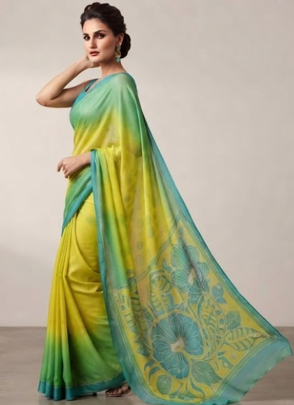 Radiant Sunshine Gradient Silk Saree