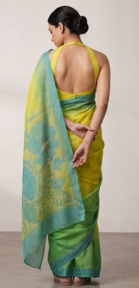 Radiant Sunshine Gradient Silk Saree