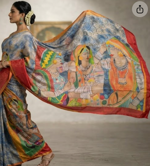 The Confluence: Pichwai Inspired Hand-Painted Silk Saree