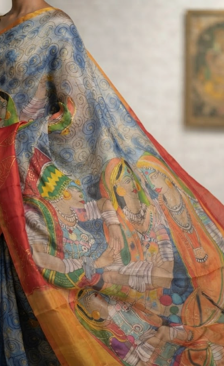 The Confluence: Pichwai Inspired Hand-Painted Silk Saree